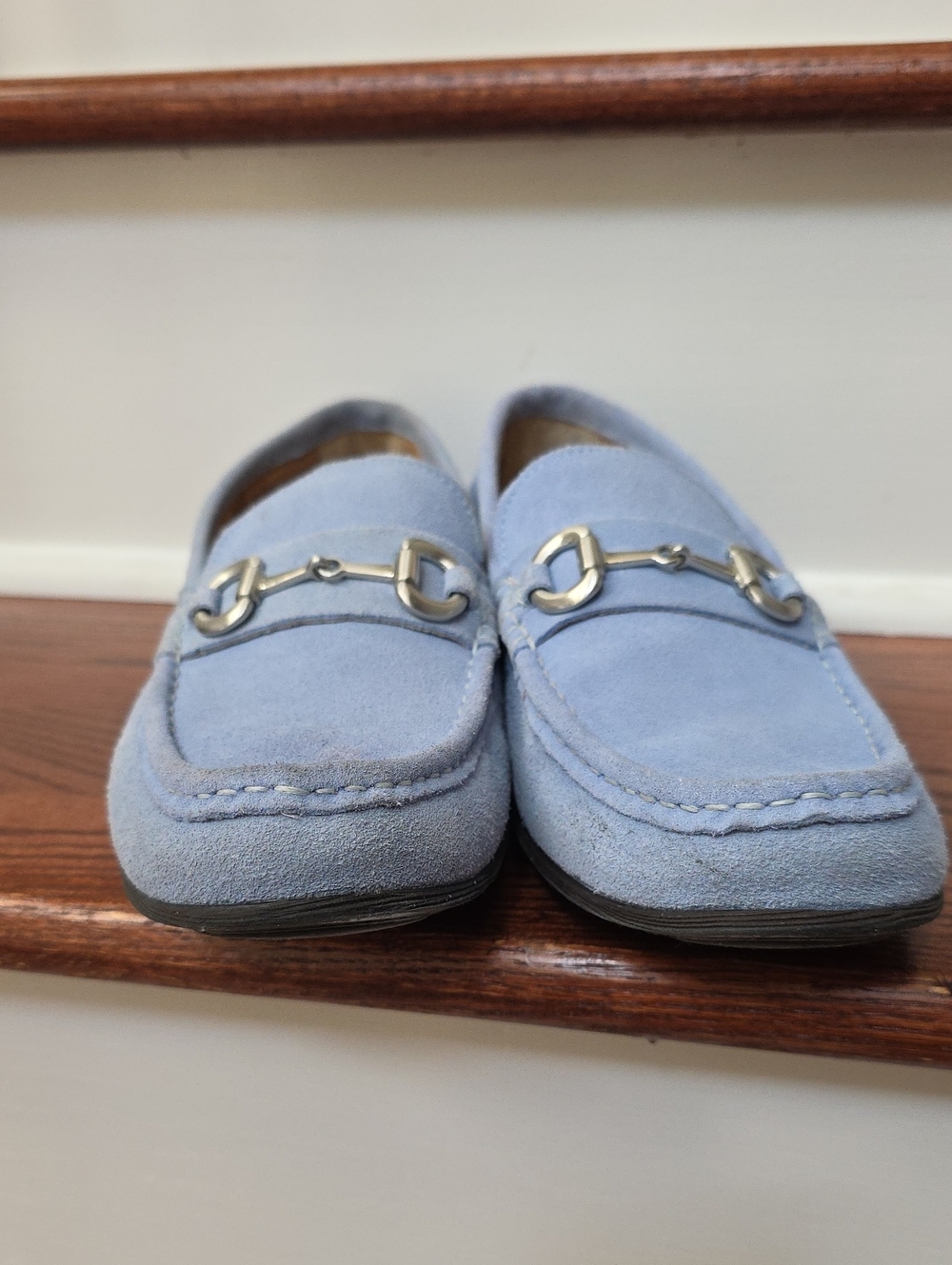 Alfani Light Blue Suede Bit-Embellished Slip-Ons
